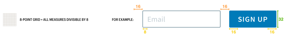 8-point grid illustration showing an email sign up field example