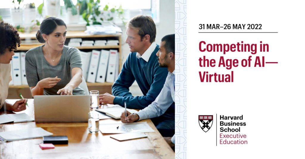 HBS Executive Education Competing in the Age of AI virtual program social ad on white background