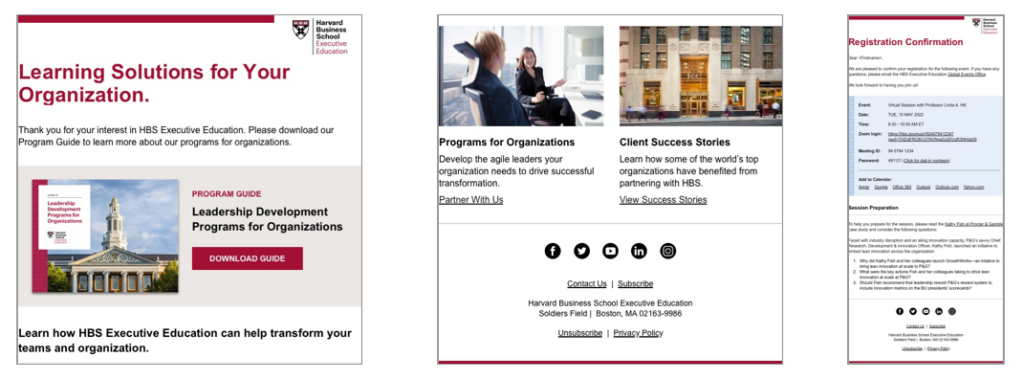 HBS Executive Education typography use email examples